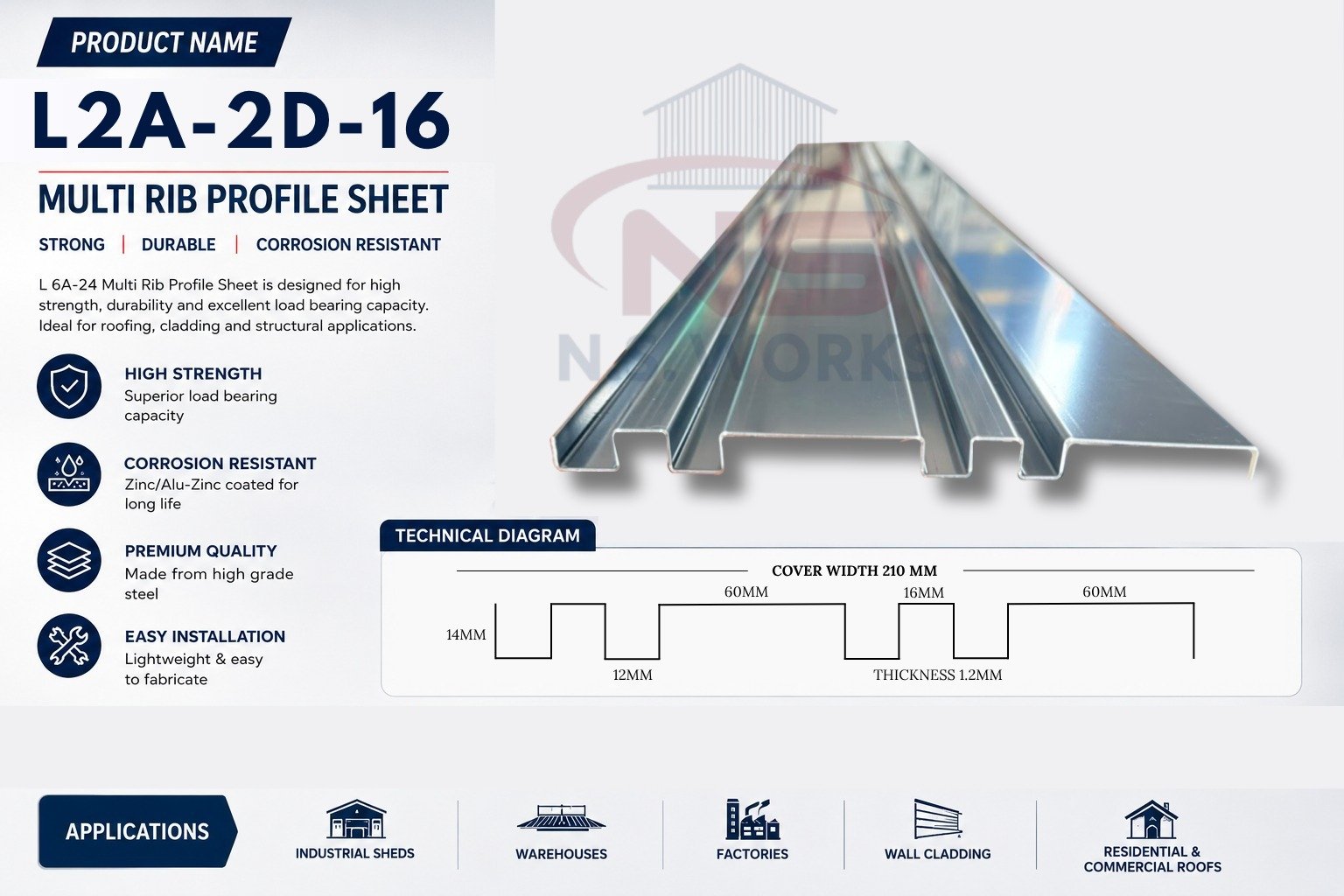 L2A-2D-16 — Metal Decking Profile