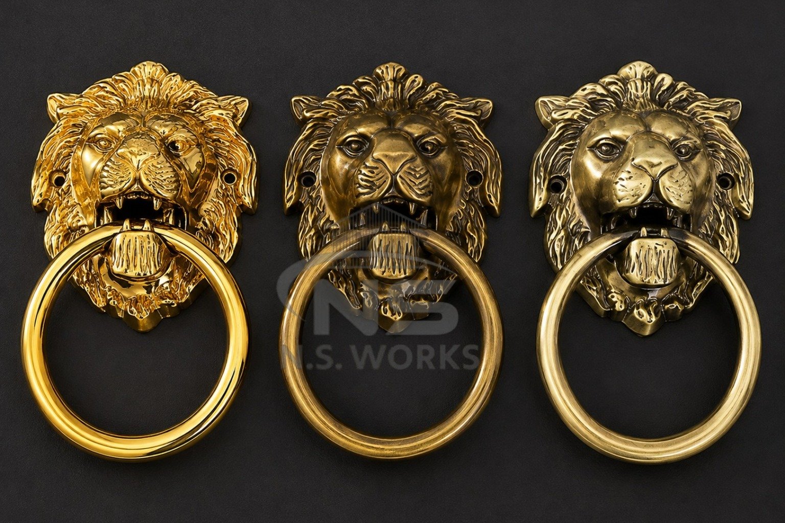 Lion Ring Set — Door & Gate Hardware